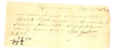 1832 Antique Handwritten Receipt New Hampshire NH signed Paul Gardner