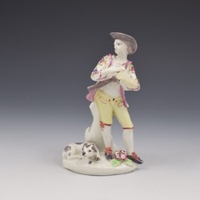 Bow Porcelain Figure Boy Shepherd Piper c.1754-1765 Ex-Bradshaw Collection