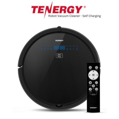 Tenergy Robot Vacuum Cleaner Max Power Suction Self-Charging Floors Thin Carpets