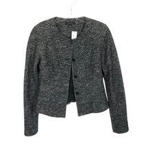 NWT Womens Size 4 Ann Taylor Gray Boiled Wool Blend Longsleeve Blazer Jacket NEW