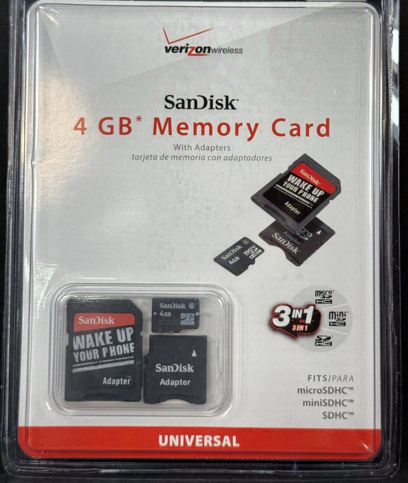 SanDisk 4 GB Memory Card 3 In 1 Universal 2 Adapters Fits SDHC, Mini, & Micro  - Image 2 of 4