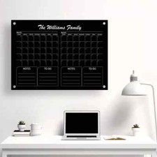 Black Acrylic Wall Calendar Family Wall Planner Monthly  Weekly Calendar