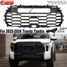 Front Grille For 2022 2023 2024 Toyota Tundra TRD PRO Matte Black W/Letter & LED