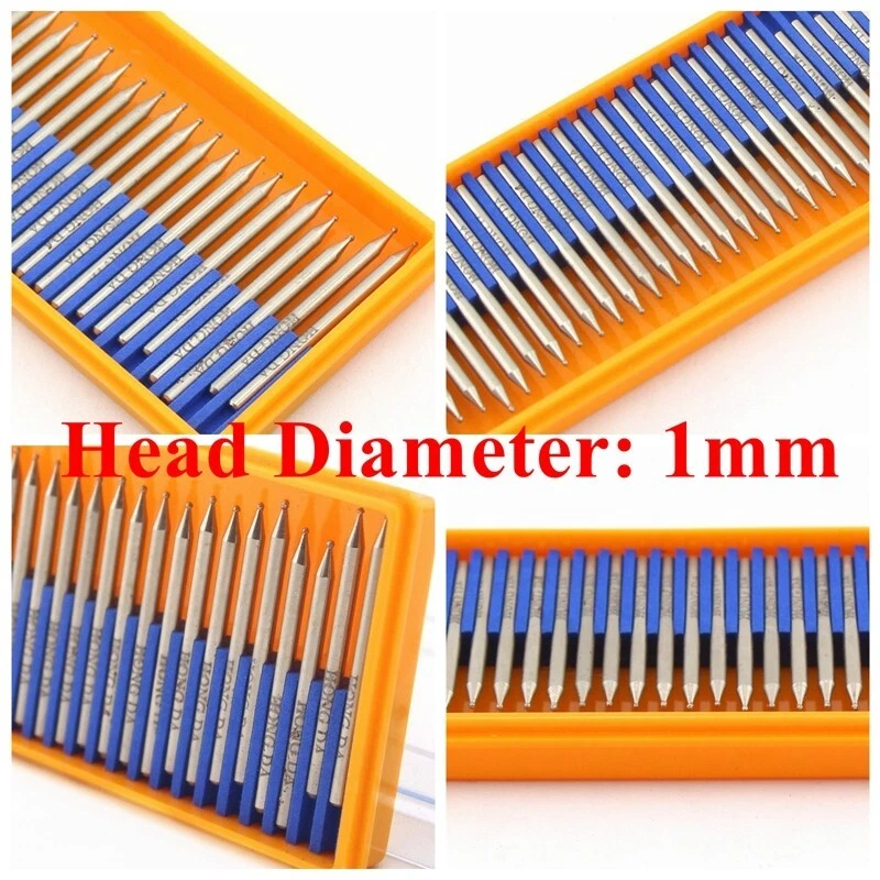 30Pcs Shank 3mm Diamond Grinding Head 1-5mm Round Ball Bits Carving Burrs - Image 2 of 4