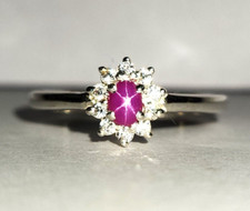Natural Red Star Ruby Ring 925 Sterling Silver Handmade Women Elegant Ring