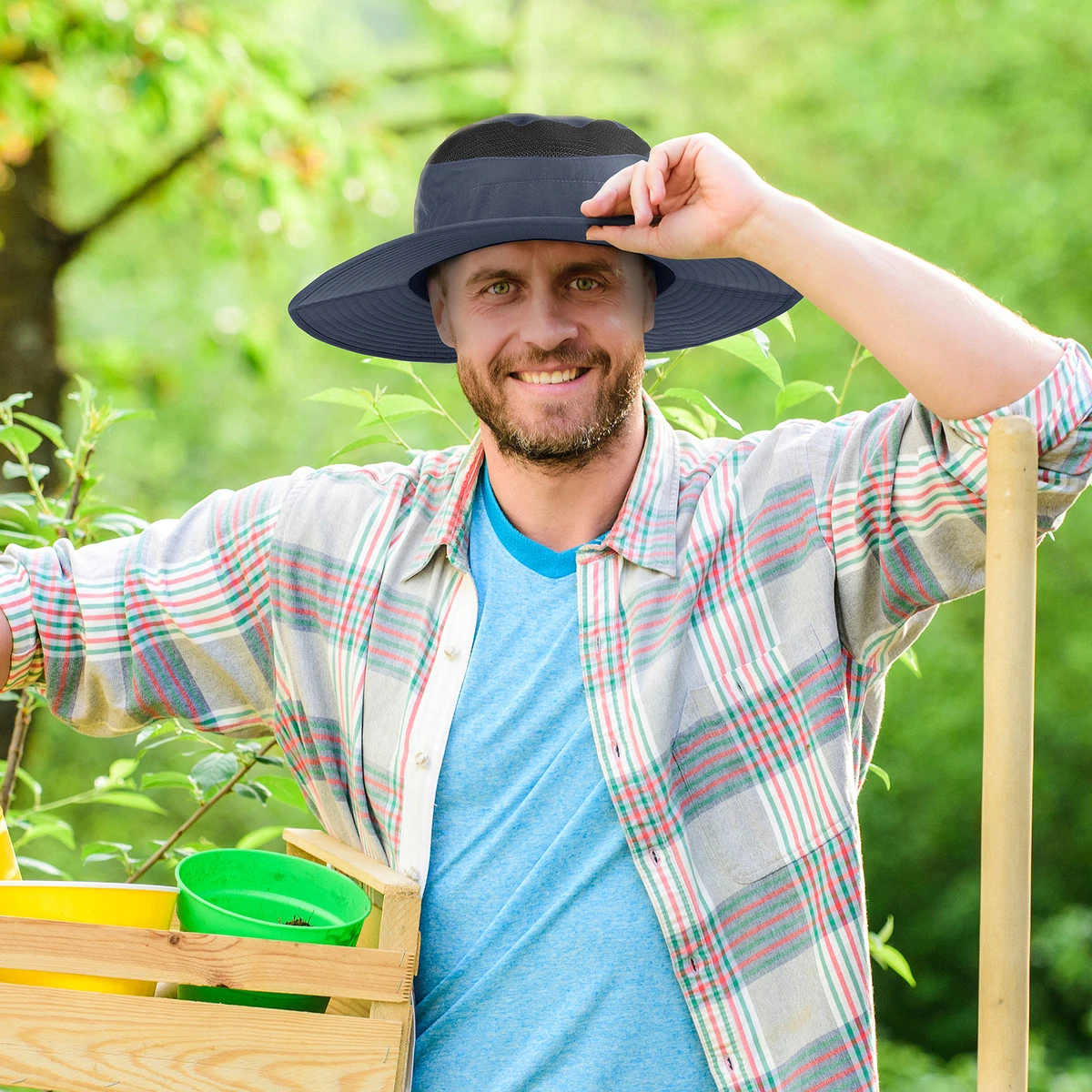 Fishing Hats for Men and Women Men's Hiking Hat with Wide Brim Face Cover Beach Sun Hat Safari Hunting Gardening Foldable Bucket Hat