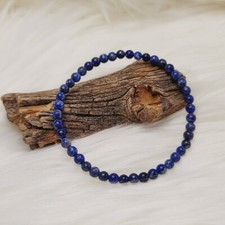 4mm Lapis Lazuli Beaded Bracelet Gemstone Stretch Healing Bracelet Handmade