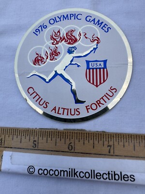 Vintage 1976 Olympic Games USA Sticker Citius Altius Fortius Torch Run Sports