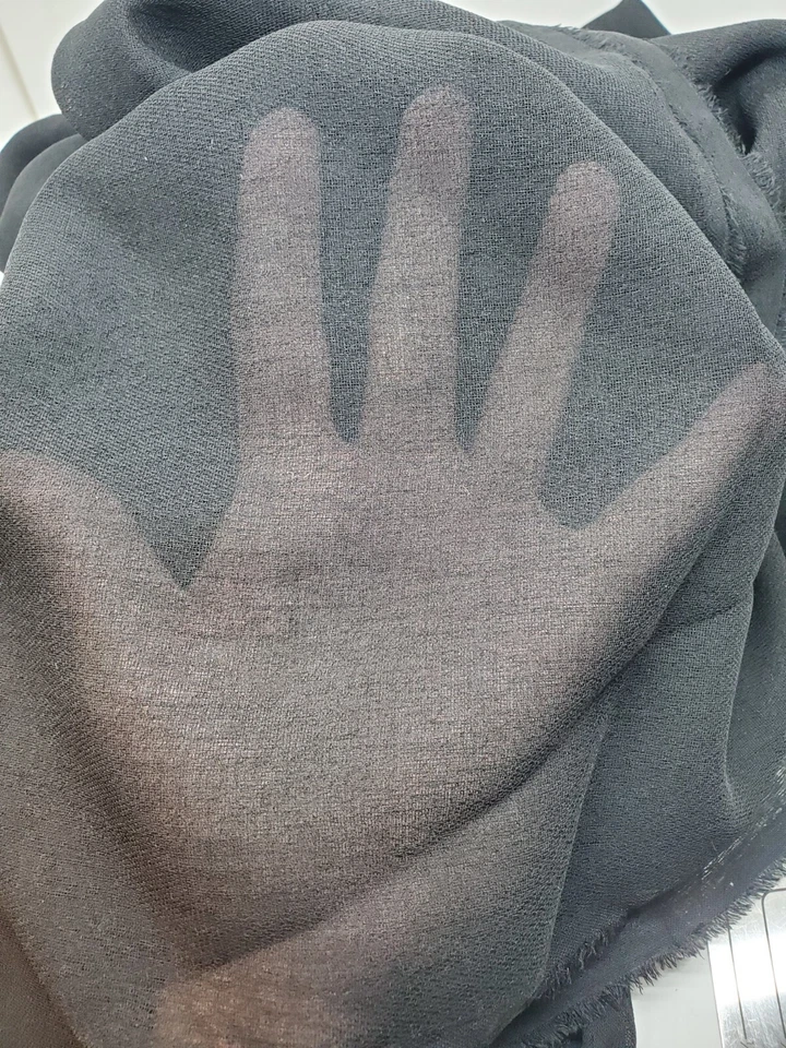 Crepé Black Shot 5 yardas x 46" rayón/poli transparente de colección nuevo/cortina sin cortar/vestido/tela Foto 4 de 4