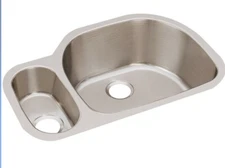 Elkay ELUH3221L Lustertone Double-Basin Undermount Kitchen Sink, 18-Gauge