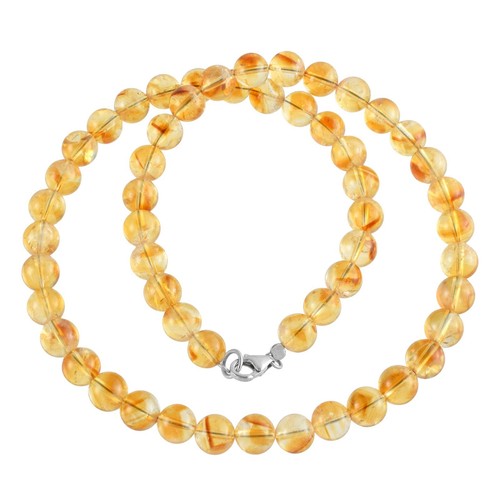 Handcrafted 8mm Natural Citrino Amarillo Cuentas Redondas Cadena 18" Hilo Collar - Imagen 5 de 6