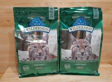 2 BAGS:BLUE BUFFALO Wilderness High Protein Duck Dry Cat Food for Adult Cats 4LB