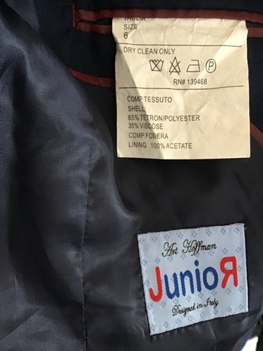 Junior Created By Art Hoffman Kids Suit Jacket Navy Blazer w/tag Sz 6 - Picture 5 of 5