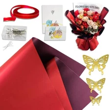 Flower Wrapping Paper 20 Sheet Red Floral Wrapping Paper for Bouquets Wedding...