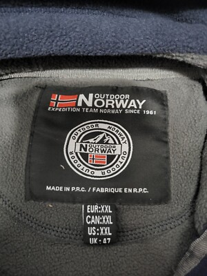 Outdoor Norway Mens 2XL Jacket Coat Black Fleece Hoodie Full Zip