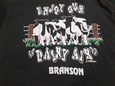 VTG Men Sz XL T-Shirt Branson Cow Enjoy Our Dairy Air Made In USA Single Stitch