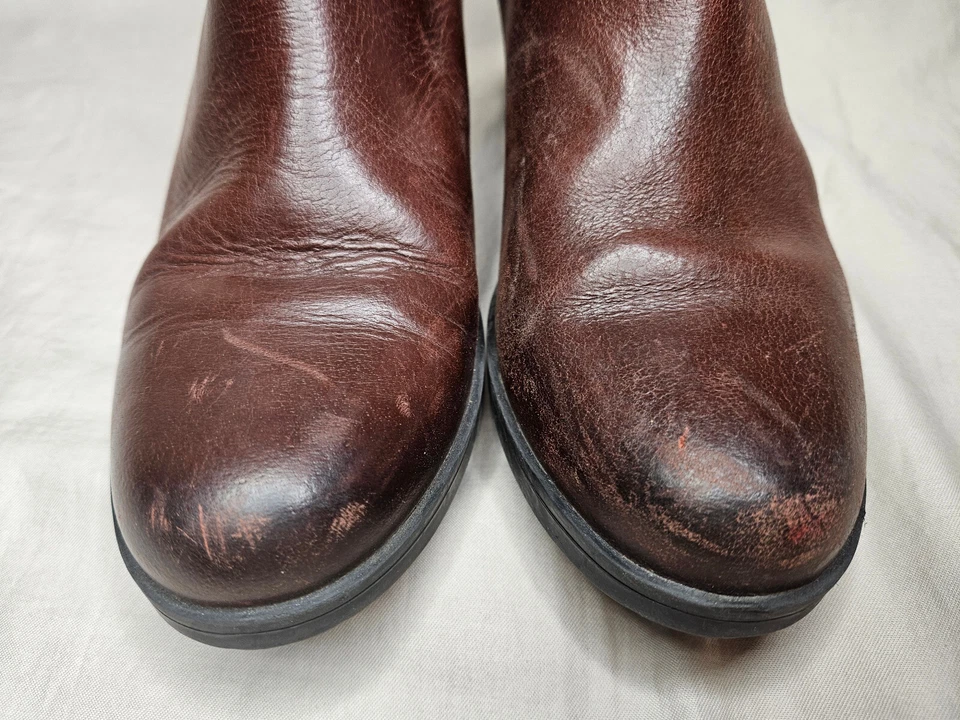 Clarks Botas Chelsea al Tobillo para Mujer 10 Cuero Marrón Tirar de Tacón Bloque Punta Redonda Foto 4 de 4