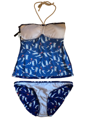 NEW Ralph Lauren summer swimsuit tankini top sailing boats blue white red size S - Picture 6 of 9