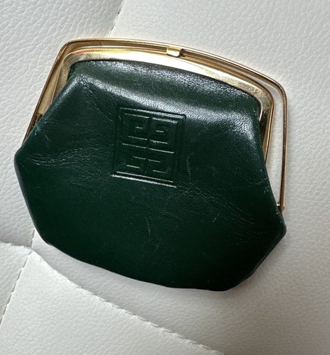 Givenchy Logo Green Kisslock Leather Coin Case Coin Pouch Purse - Picture 4 of 14