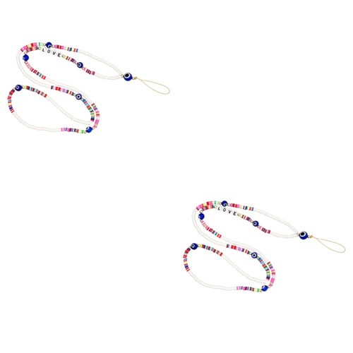 Set of 2 Mobile Phone Chain Camera Hanging Lanyard Beaded Wrist Strap - Zdjęcie 7 z 12