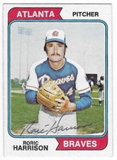 RORIC HARRISON 1974 TOPPS AUTOGRAPHED SIGNED # 298 ATLANTA BRAVES