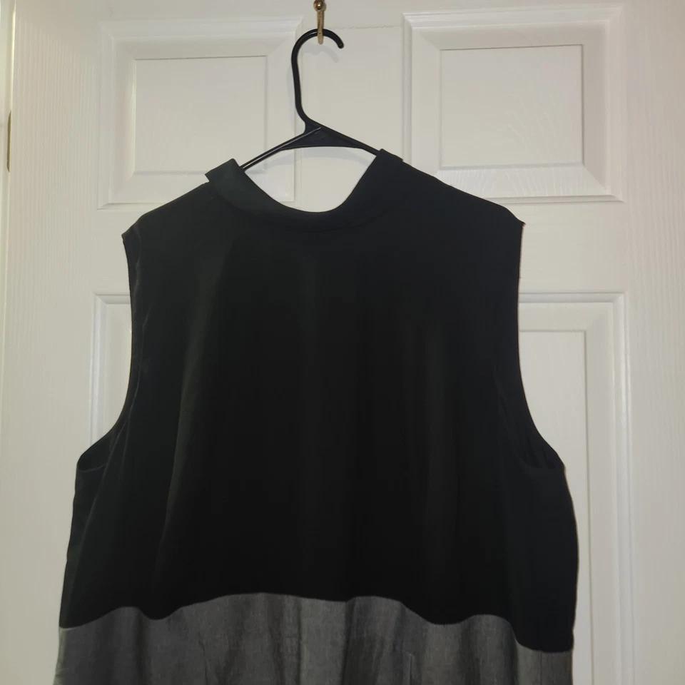 Vestido Vaina Mujer NINE WEST Bloque de Color Gris Negro Sin Mangas Talla 22W Foto 2 de 4