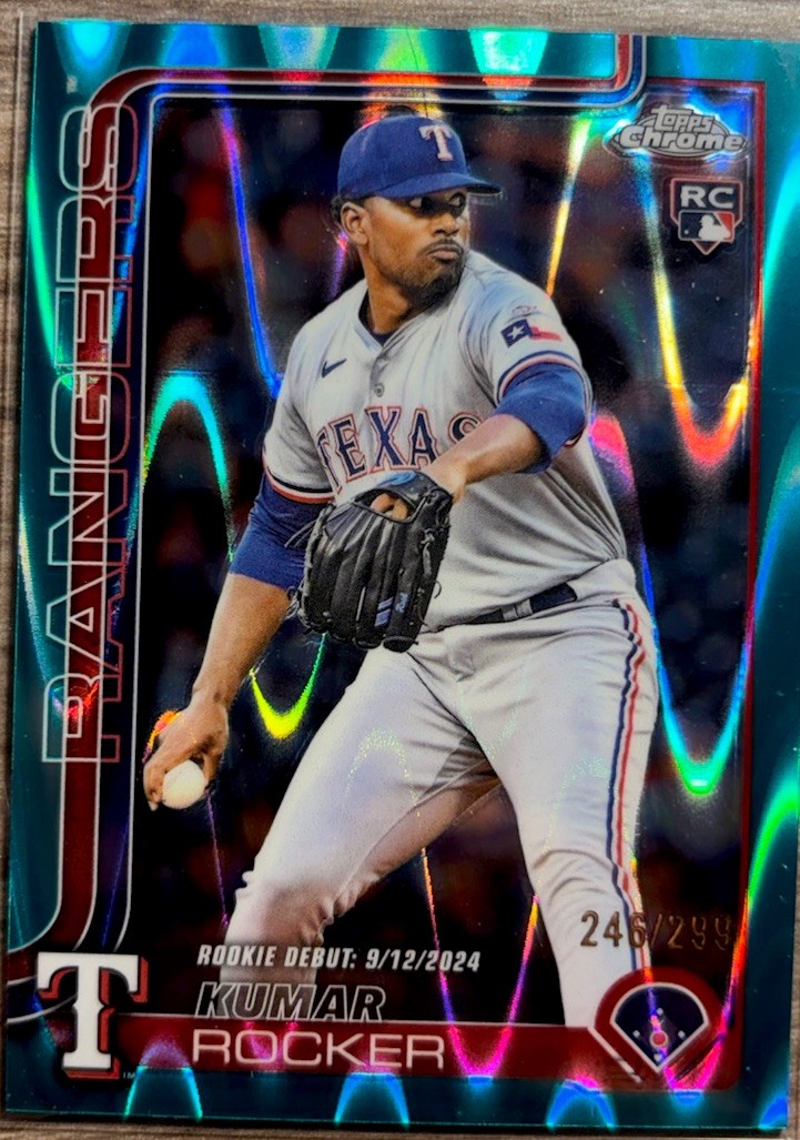 Topps 2025 Chrome Kumar Rocker #73 Teal Refractor /299 Rookie Texas Rangers MLB