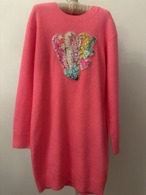 100% Authentic Billieblush Kid Sweater Dress 12 Yrl Pink Wool Cashmere