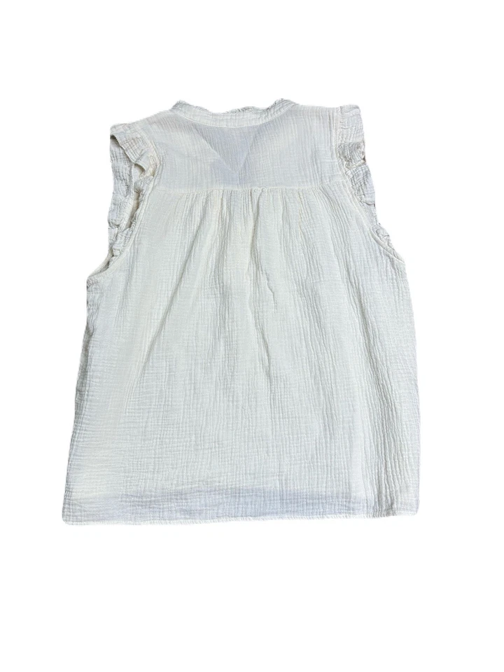 Camiseta sin mangas J Crew marfil manga volantes - algodón talla grande Foto 2 de 4