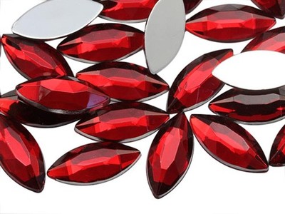 Allstarco 15x7mm Ruby .TM Navette Flat Back Acrylic Rhinestones Marquise Gems...