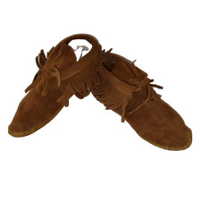 SIZE 8 Minnetonka Women's Classic Fringe Ankle Boots Suede Moccasins Brown Boho