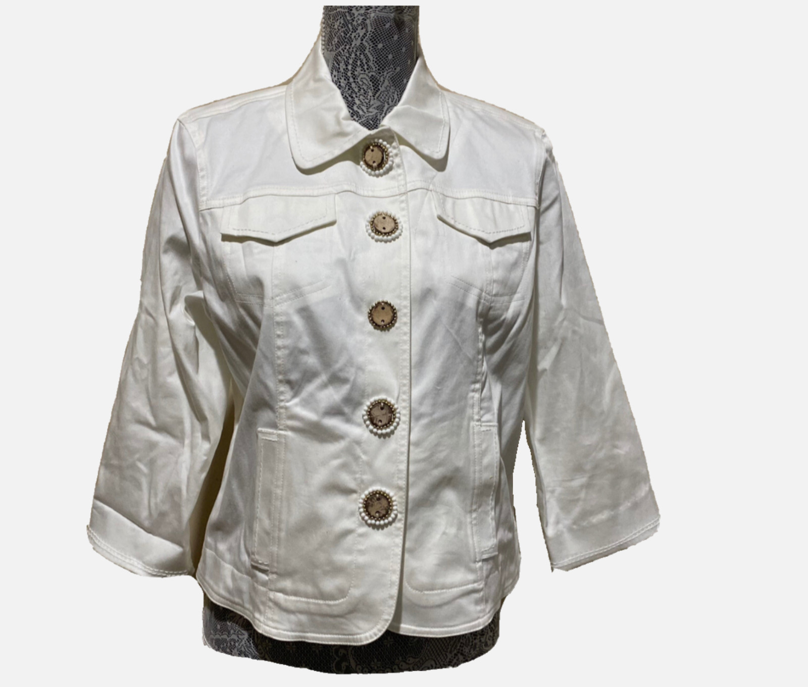 Ruby Rd 12P White Snap Front Jacket Stretch Cotto… - image 15