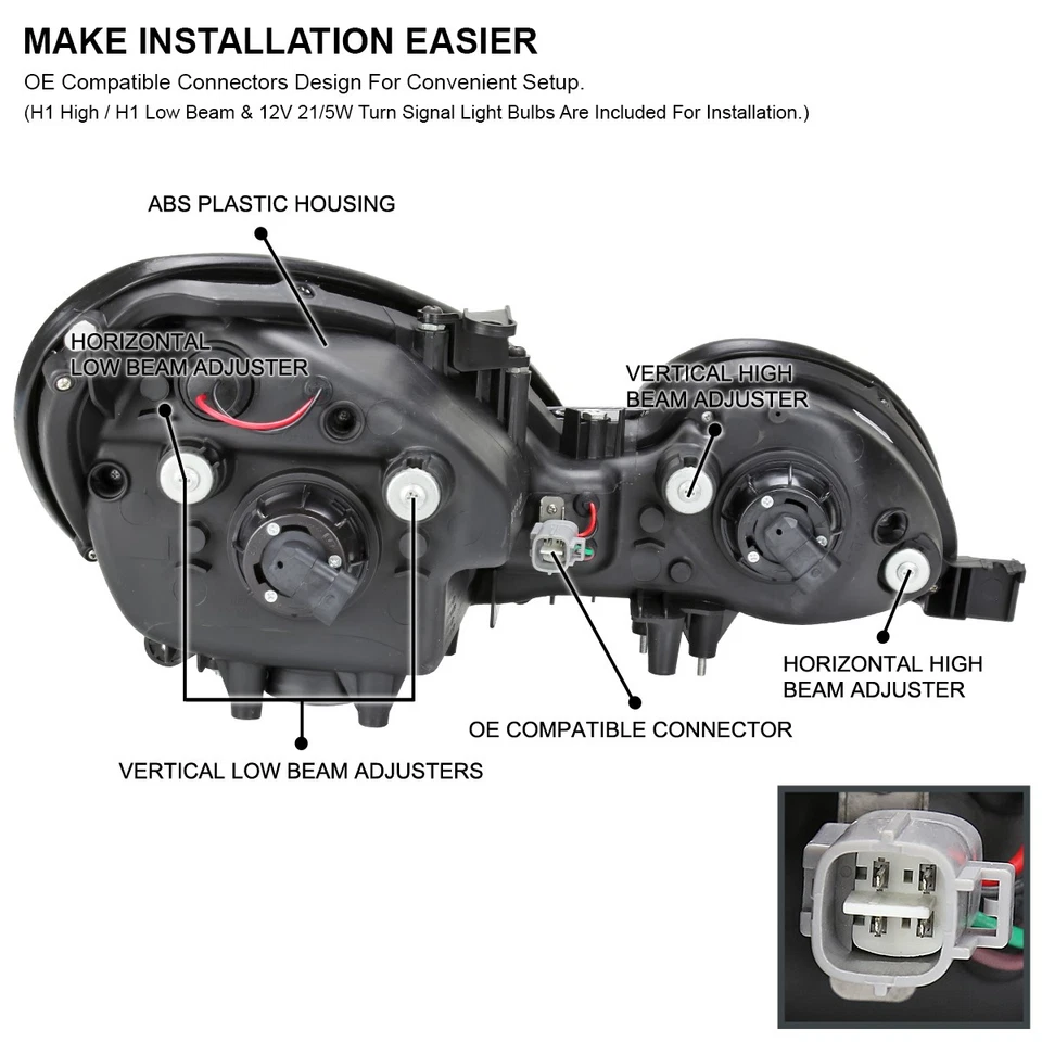 Fits 1998-2005 Lexus GS300 GS400 LED Halo Projector Headlights Lamps Left+Right Foto 4 de 4