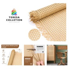 Plastic Cane Webbing Roll 24"x63", Handwoven PP Synthetic Rattan Rolls, Faux ...
