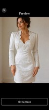 Vintage Bridal Jacquard Satin Strapless Wedding Dress + Bolero Jacket Reception