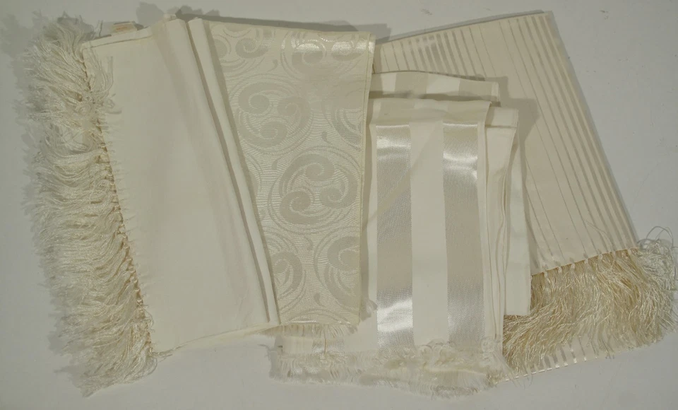 Lote de 5 Bufanda De Colección Caballeros Ópera-Aviación Crema Borlas Diseños Geométricos Foto 2 de 4