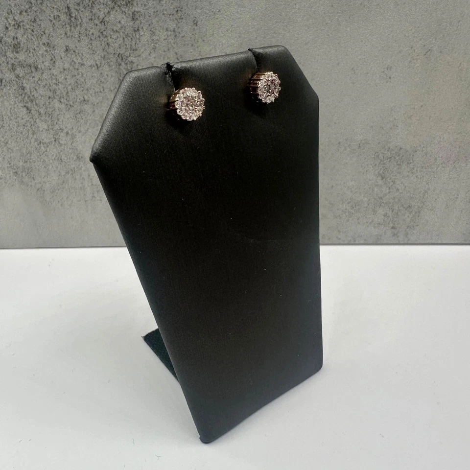 Diamond Cluster Earrings in 14kt Rose Gold - 0.60ctw GH I1 Round Diamonds, 1.8g - Image 2 of 4