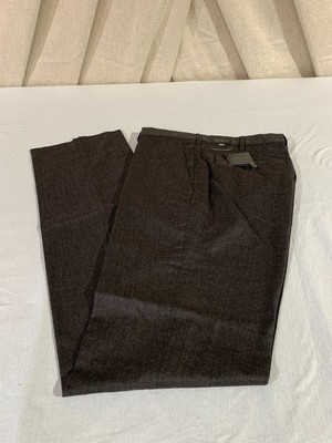 BERLE  Flat Front Dress Pants Men's Reg 40 BROWN Wool Flannel super 100s