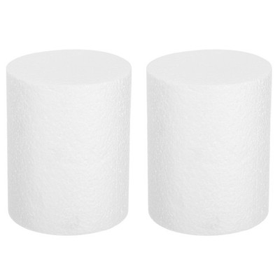 Round Foam Cake Dummy, 4''x 5'' White Fake Cake Circles Dummies, 2Pcs