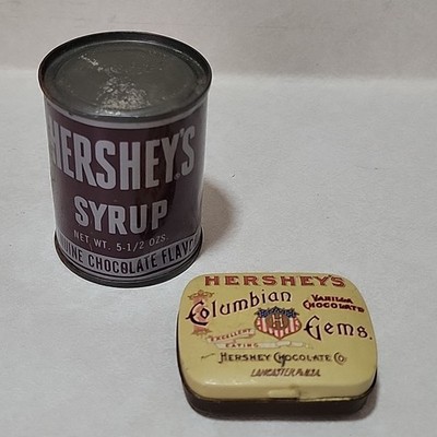 Hershey's Chocolate Syrup 5½'' Sealed Can (pre-barcode), Columbian Gems Tin Lot 2