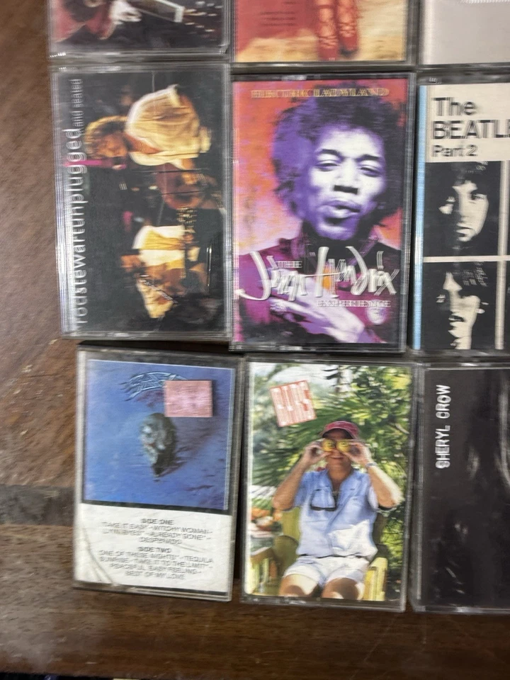 Lot 13 Cassette Tapes Vintage Classic Rock Jazz Country Beatles Jimi Hendrix ZZ - Imagem 2 de 4