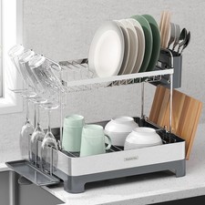Tramontina Stainless Steel 2 Tier Dish Rack Drainer Cup Holder Drainboard