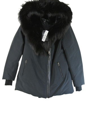 NEW, Mackage Womens Akiva Fur-Trim Short Down Coat in black size L #DC565
