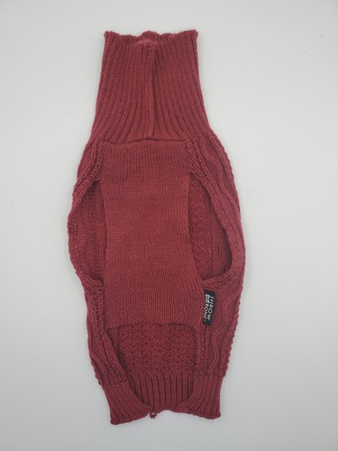 Dog Sweater Size Small Cable Knit Burgundy Red Pet Pullover Throw Me a Bone
