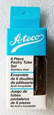 Ateco 6-Piece Pastry Tube Set for Cake Decorating, With 8 Pastry Bags