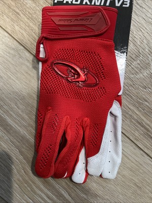 Lizard Skins Pro Knit V3 Adult Baseball Batting Gloves RED/WHITE Adult Large New