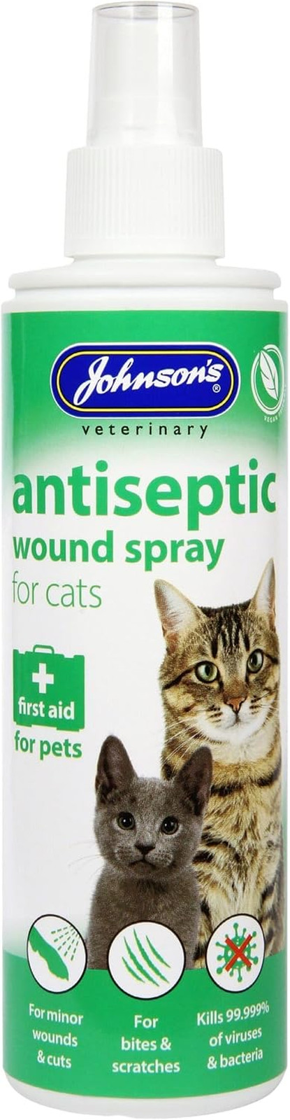 Johnsons Antiseptic Wound Spray for Cats 200Ml - Hypochlorous, Fast Recovery, An