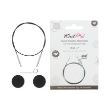 KnitPro 360 Nylon Coated Stainless Steel Black 37" 94cm , Silver