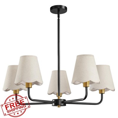 KAISITE 5-Light Black Gold Chandelier Farmhouse