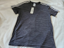 Adidas Men's Grey Heather 3 Stripe Crew-Neck Training Short Sleeve T-Shirt Sz L